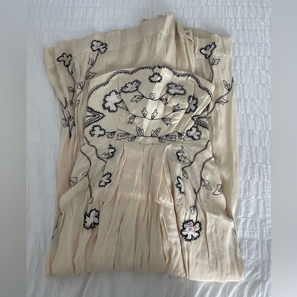 Free people strapless floral jumpsuit